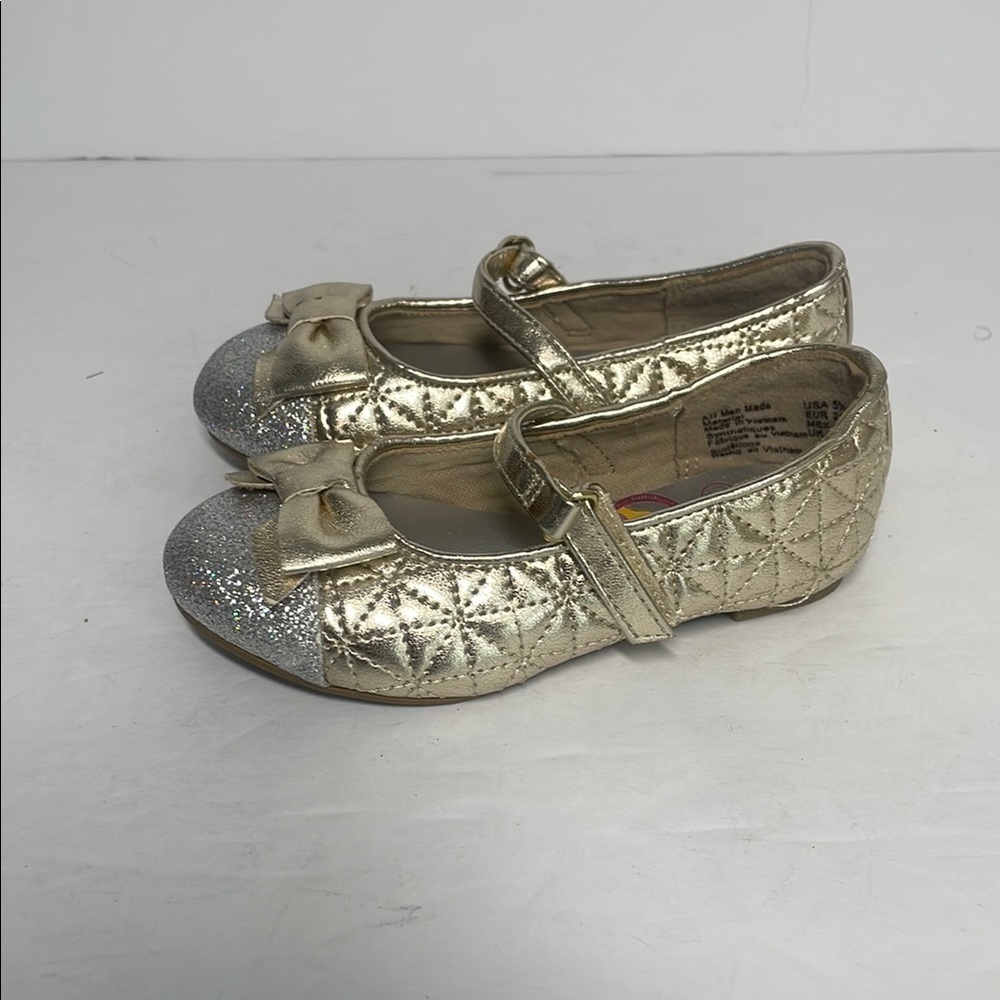 Disney Princess Toddler Gold Mary Jane Shoes Metallic Gold/Silver 5.5